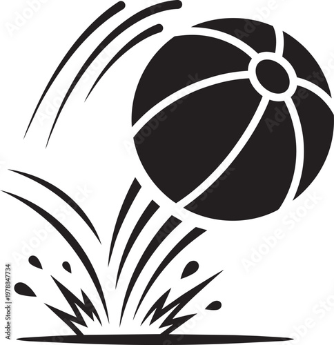 Fotografie Water droplets icon set with splash effect, motion lines, and ball in outline st