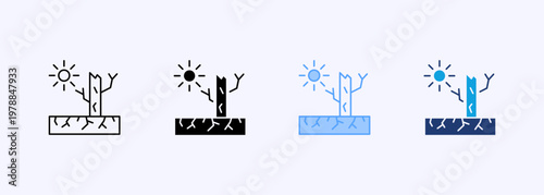 Desertification Icon Set Multistyle Various Collection Element For Design
