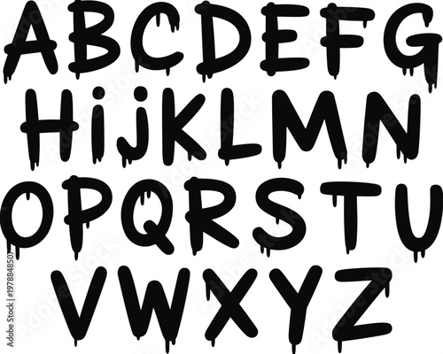 A black and white lowercase alphabetical character set arranged in a grid pattern isolated on white background, Vector, illustration