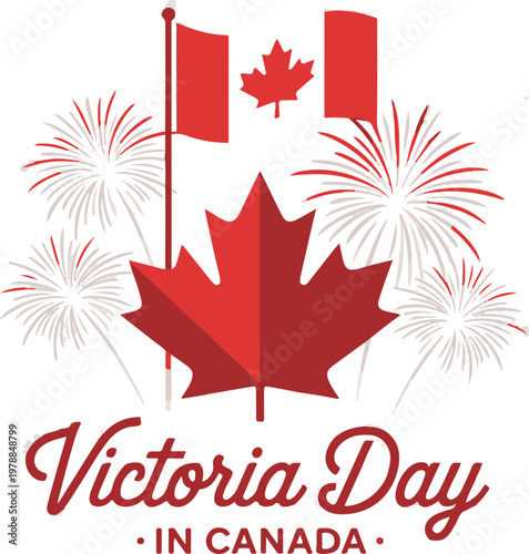 Happy Victoria Day, Canadian holiday, maple leaf, greeting card,