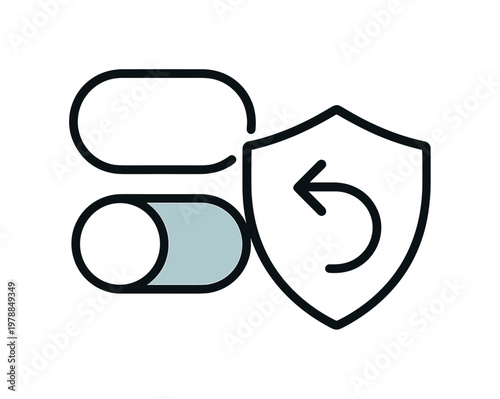 Consent withdrawal and reversing previously granted permissions in digital privacy settings, a simple toggle switched off combined with a small shield and a back arrow