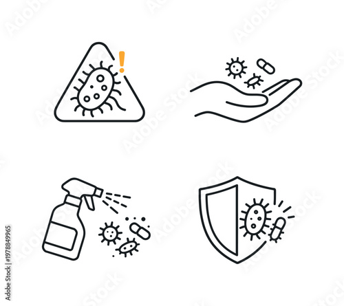 Health and hygiene concept focused on bacteria prevention cleanliness and public health awareness in a professional visual system for medical and safety communication, a