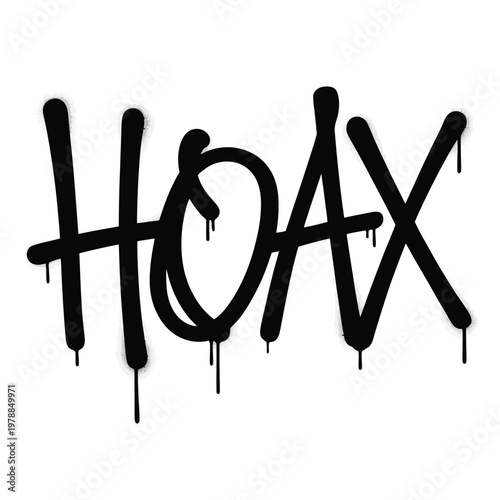 Grunge-style handwritten word hoax with dripping ink effect isolated on white background, Vector, illustration