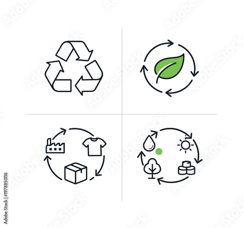 Sustainable cycle and circular economy concept highlighting reuse recycling and resource efficiency in environmental and production systems presented in a clean modern