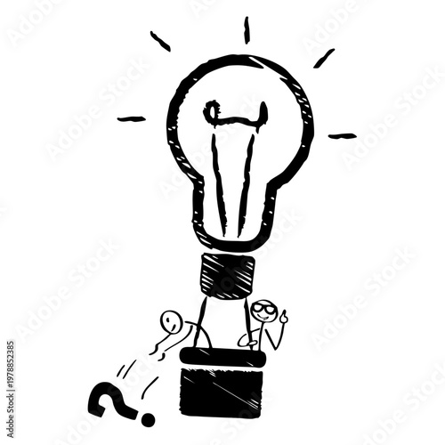 A creative illustration of a light-bulb with people inside the base