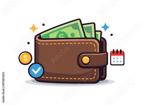 Personal finance and everyday money management presented as a practical lifestyle concept, a simple wallet slightly open with a few visible banknotes inside symbolizing