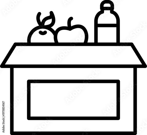 Food Donation Line Icon Vector, Food Donate Outline Icon, Charity Food Donation Icon