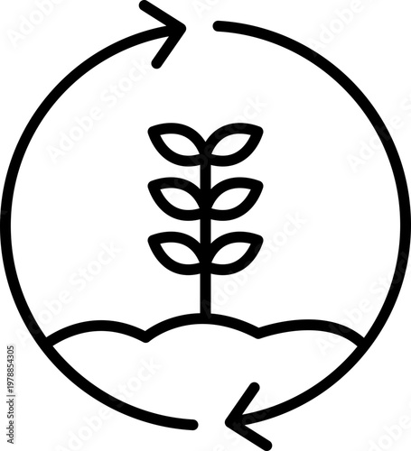 Reforestation Line Icon, Tree Planting Outline Icon, Forest Restoration Minimal Icon