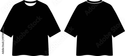 Two black t shirts with different necklines on transparent background