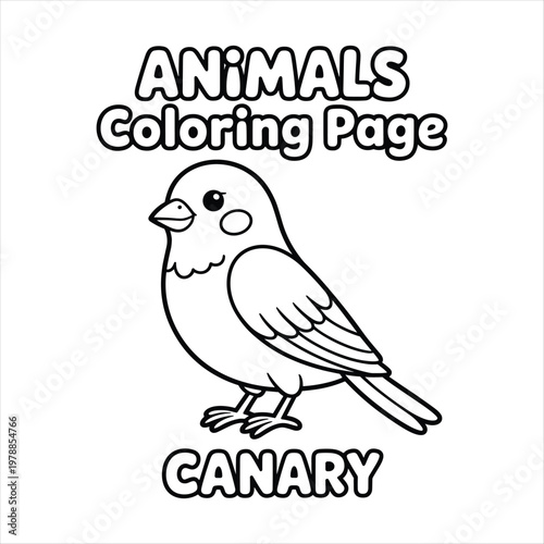 Cute Canary Coloring Page for Kids – Cartoon Bird Line Art Printable Coloring Worksheet