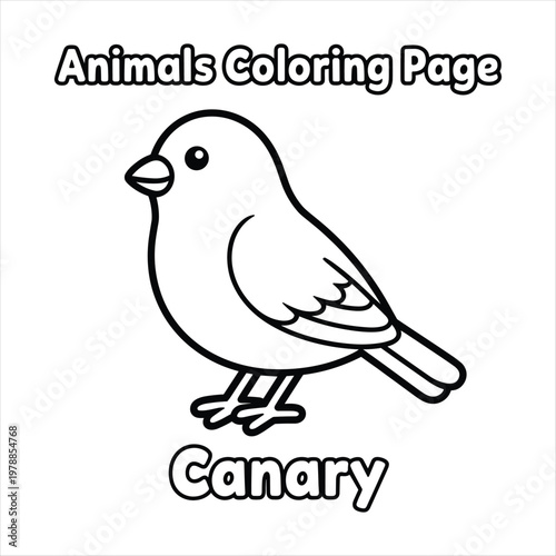 Cute Canary Bird Coloring Page for Kids – Cartoon Bird Line Art Printable Animal Worksheet