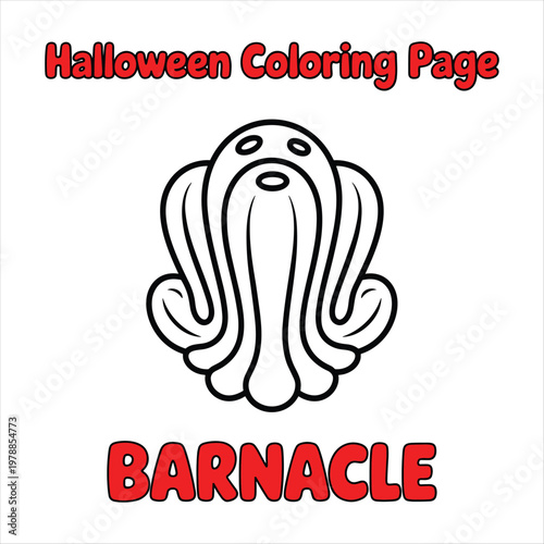Cute Halloween Barnacle Coloring Page for Kids – Cartoon Octopus Style Sea Creature Line Art Printable