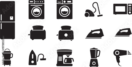 Household outline icon set. editable stroke thin line style for home and appliance
