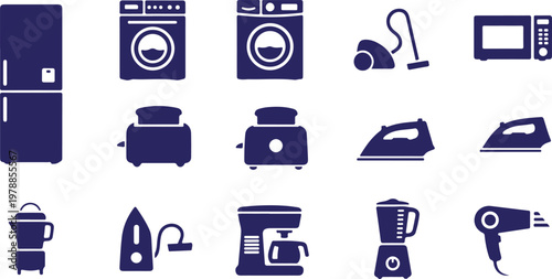 Household outline icon set. editable stroke thin line style for home and appliance