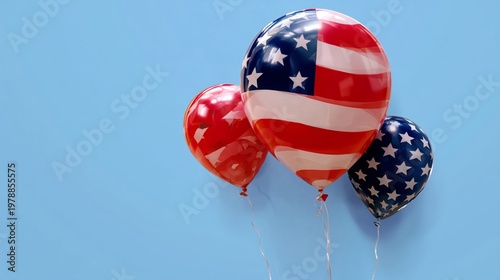 Labor Day Celebration With Balloons and Decorations in Red, White, and Blue C...