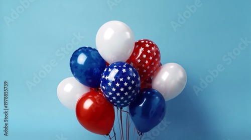 Colorful Balloons With Stars on Blue Background for Celebration Event
