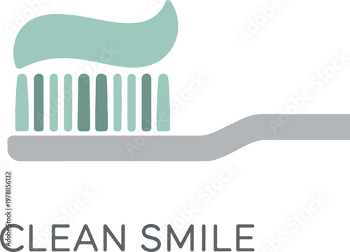 Toothbrush with toothpaste and clean smile text hygiene