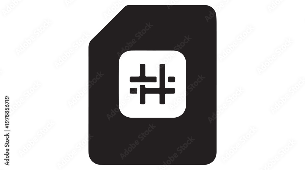 Obraz premium Minimalist black smartphone app icon with white medical cross symbol for healthcare or emergency services