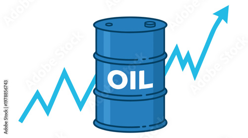 3D oil barrel with rising price chart illustrating energy market growth and financial investment concept