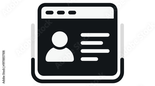 Minimalist user profile login screen icon on dark background for app or website interface design