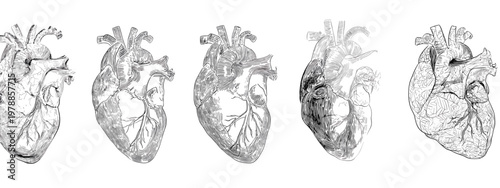 Artistic Illustration of Heart and Lungs Representing Human Anatomy and Health Concepts