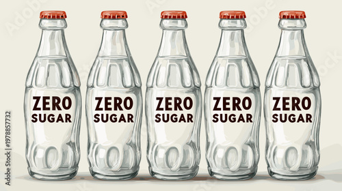 Variety of Colorful Zero Sugar Soft Drinks in Plastic Bottles on a Neutral Background