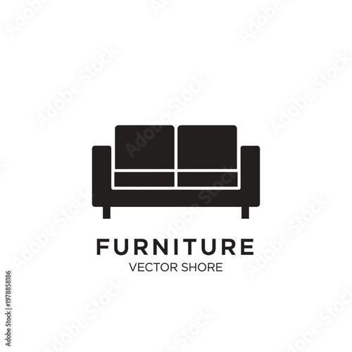 Black silhouette of a modern sofa.