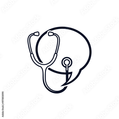 Medical stethoscope on a human head.