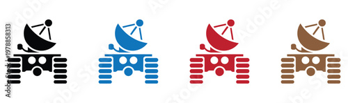 Set of four colorful hot air balloons flying over stacked books for education and travel concept