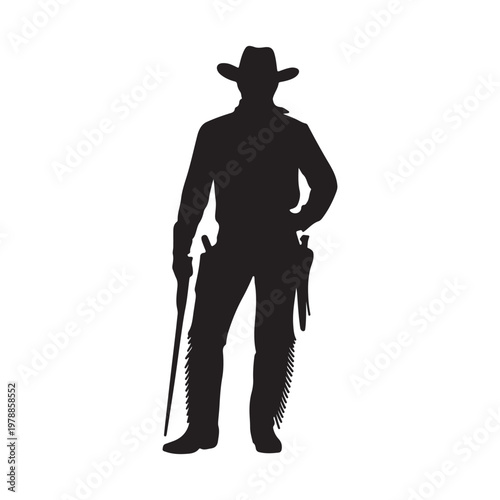Standing Wild West Cowboy with Rifle – Classic Gunslinger Silhouette Vector