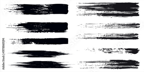 Grunge brushes. Paintbrush sketch strokes, black splash distress texture and paint daub. Rough ink stain and calligraphy element vector set. Illustration sketch grungy shape.eps 10