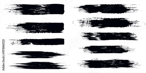 Grunge brushes. Paintbrush sketch strokes, black splash distress texture and paint daub. Rough ink stain and calligraphy element vector set. Illustration sketch grungy shape.eps 10