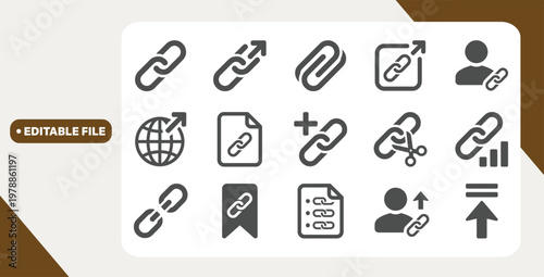 Link management icons: share, copy, track, bookmark, swipe