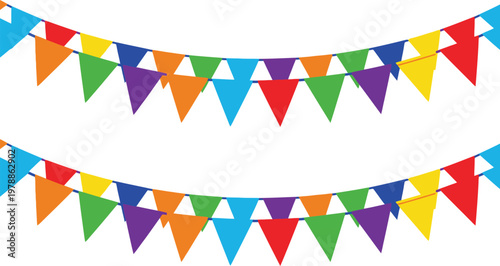 Colorful bunting flags garland a festive celebration decoration for parties and events
