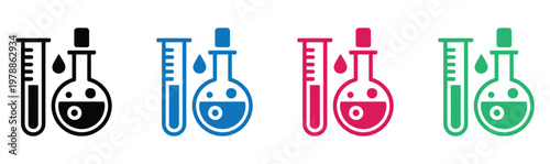 colorful laboratory flasks with emotional faces illustrating science and chemistry concepts
