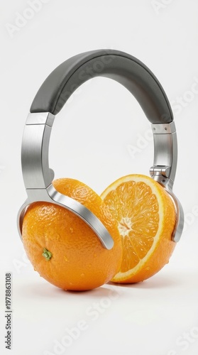 Surreal Concept of Headphones Made from Fresh Orange Slices