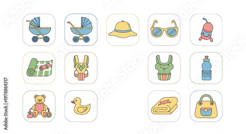 Baby toys and objects collection.