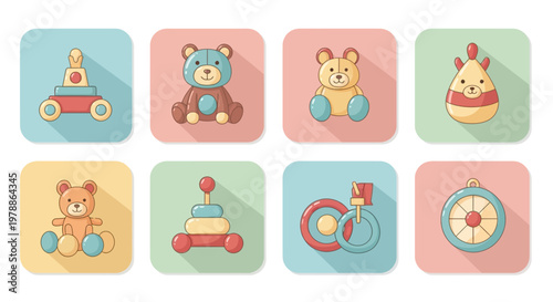 Colorful baby toys and teddy bears.