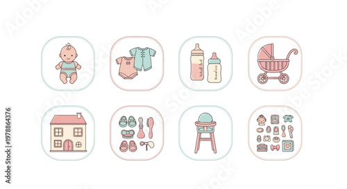 Baby Nursery Icons and Objects.