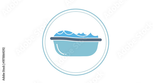 Blue Bowl with Ice Cubes.