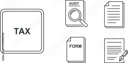 Tax forms and documents a collection of financial paperwork icons