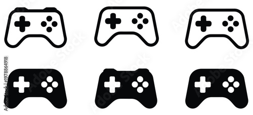 Game console icon, video game controller simple black style symbol with minimal design, gaming equipment concept suitable