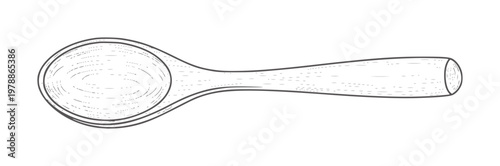 Hand drawn wooden spoon with textured grain detail utensil kitchen cooking