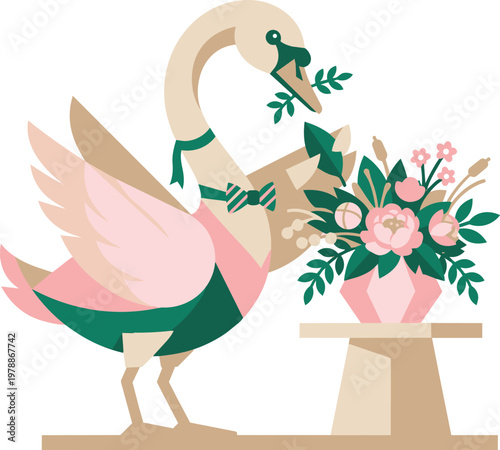 Elegant swan arranging centerpiece for wedding