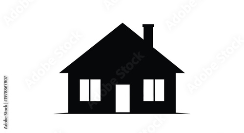 Simple black house outline with a chimney a distinct silhouette