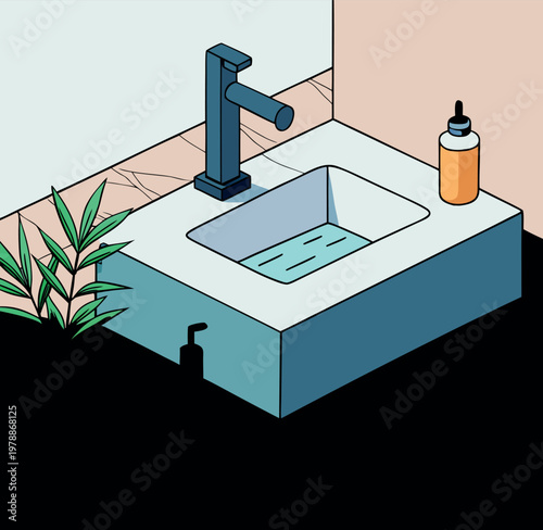 
A bathroom sink with a white faucet and a white soap dish