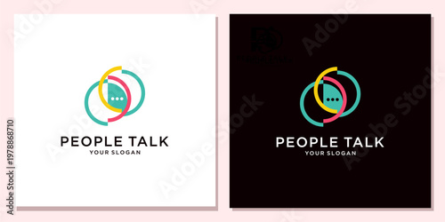 People Talk Logo with Communication Icons and Text for Social Media