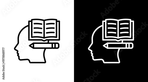 Self Learning White Icon Set Design