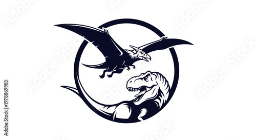 Dinosaur and pterosaur logo design.