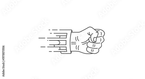 A clenched fist with motion lines.